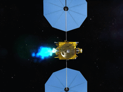 天問二號探測器示意動畫。（中國航天科技集團五院供圖）